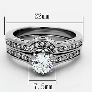 TK1330 - High polished (no plating) Stainless Steel Ring with AAA Grade CZ  in Clear