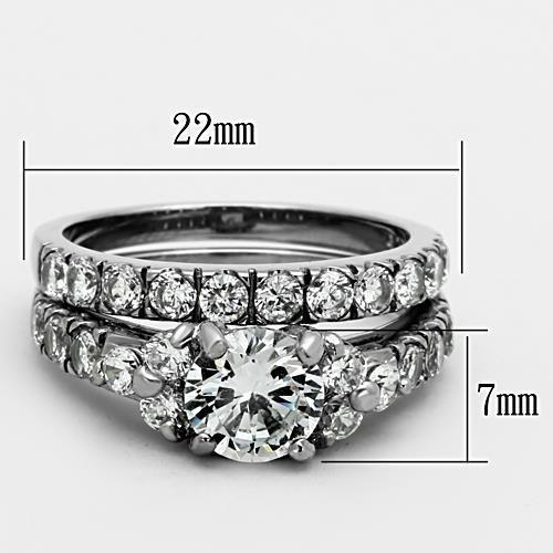 TK1331 - High polished (no plating) Stainless Steel Ring with AAA Grade CZ  in Clear - Joyeria Lady