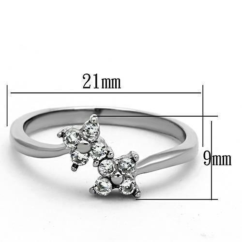 TK1333 - High polished (no plating) Stainless Steel Ring with AAA Grade CZ  in Clear - Joyeria Lady