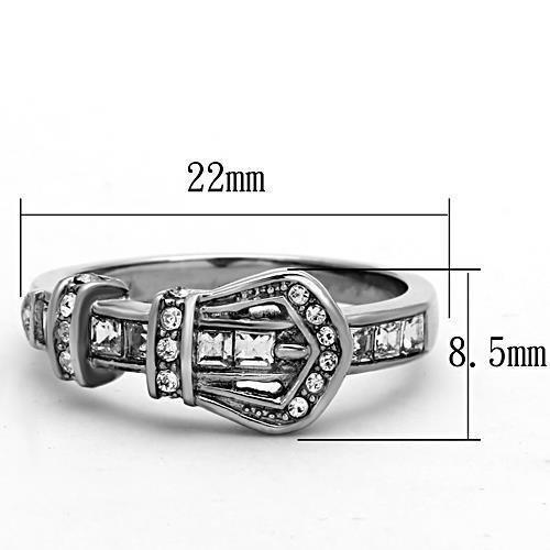 TK1334 - High polished (no plating) Stainless Steel Ring with Top Grade Crystal  in Clear - Joyeria Lady
