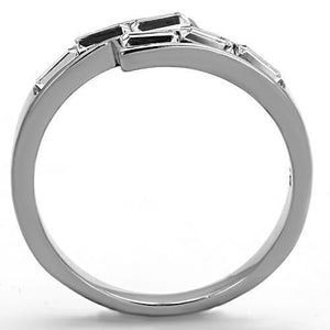 TK1335 - High polished (no plating) Stainless Steel Ring with Top Grade Crystal  in Clear