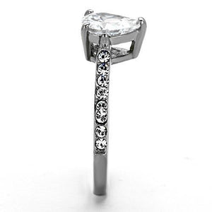 TK1337 - High polished (no plating) Stainless Steel Ring with AAA Grade CZ  in Clear