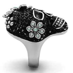 TK1342 - High polished (no plating) Stainless Steel Ring with Top Grade Crystal  in Multi Color