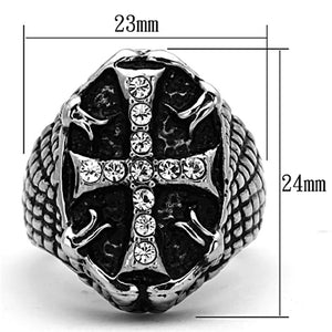 TK1351 High polished (no plating) Stainless Steel Ring with Top Grade Crystal in Clear