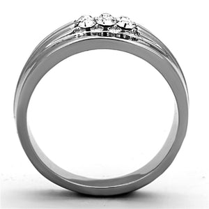 TK1357 High polished (no plating) Stainless Steel Ring with Top Grade Crystal in Clear