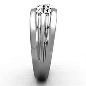 TK1357 High polished (no plating) Stainless Steel Ring with Top Grade Crystal in Clear