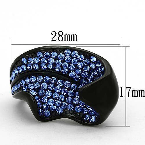 TK1362 - IP Black(Ion Plating) Stainless Steel Ring with Top Grade Crystal  in Sapphire - Joyeria Lady