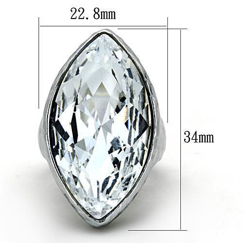 TK1368 - IP rhodium (PVD) Stainless Steel Ring with Top Grade Crystal  in Clear - Joyeria Lady