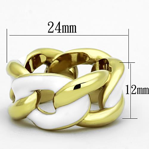 TK1369 - IP Gold(Ion Plating) Stainless Steel Ring with Epoxy  in White - Joyeria Lady