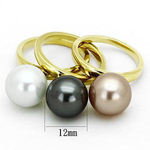 TK1370 - IP Gold(Ion Plating) Stainless Steel Ring with Synthetic Pearl in Multi Color