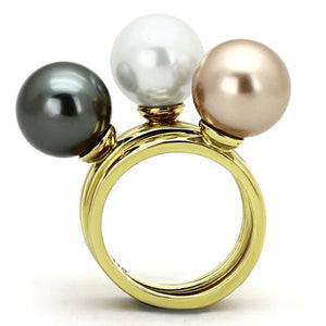 TK1370 - IP Gold(Ion Plating) Stainless Steel Ring with Synthetic Pearl in Multi Color