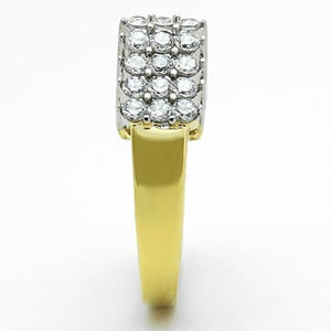 TK1376 - Two-Tone IP Gold (Ion Plating) Stainless Steel Ring with AAA Grade CZ  in Clear