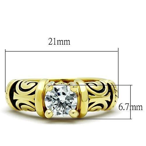TK1377 - IP Gold(Ion Plating) Stainless Steel Ring with AAA Grade CZ  in Clear - Joyeria Lady