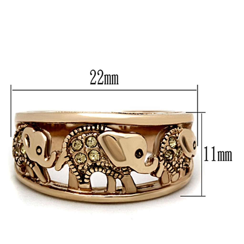 TK1380 - IP Rose Gold(Ion Plating) Stainless Steel Ring with Top Grade Crystal  in Citrine Yellow - Joyeria Lady