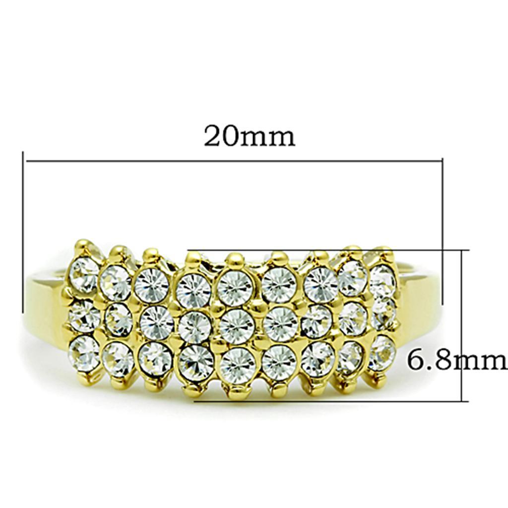 TK1384 - IP Gold(Ion Plating) Stainless Steel Ring with Top Grade Crystal  in Clear - Joyeria Lady