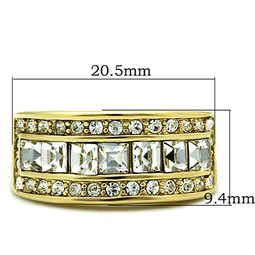 TK1386 - IP Gold(Ion Plating) Stainless Steel Ring with Top Grade Crystal  in Clear - Joyeria Lady