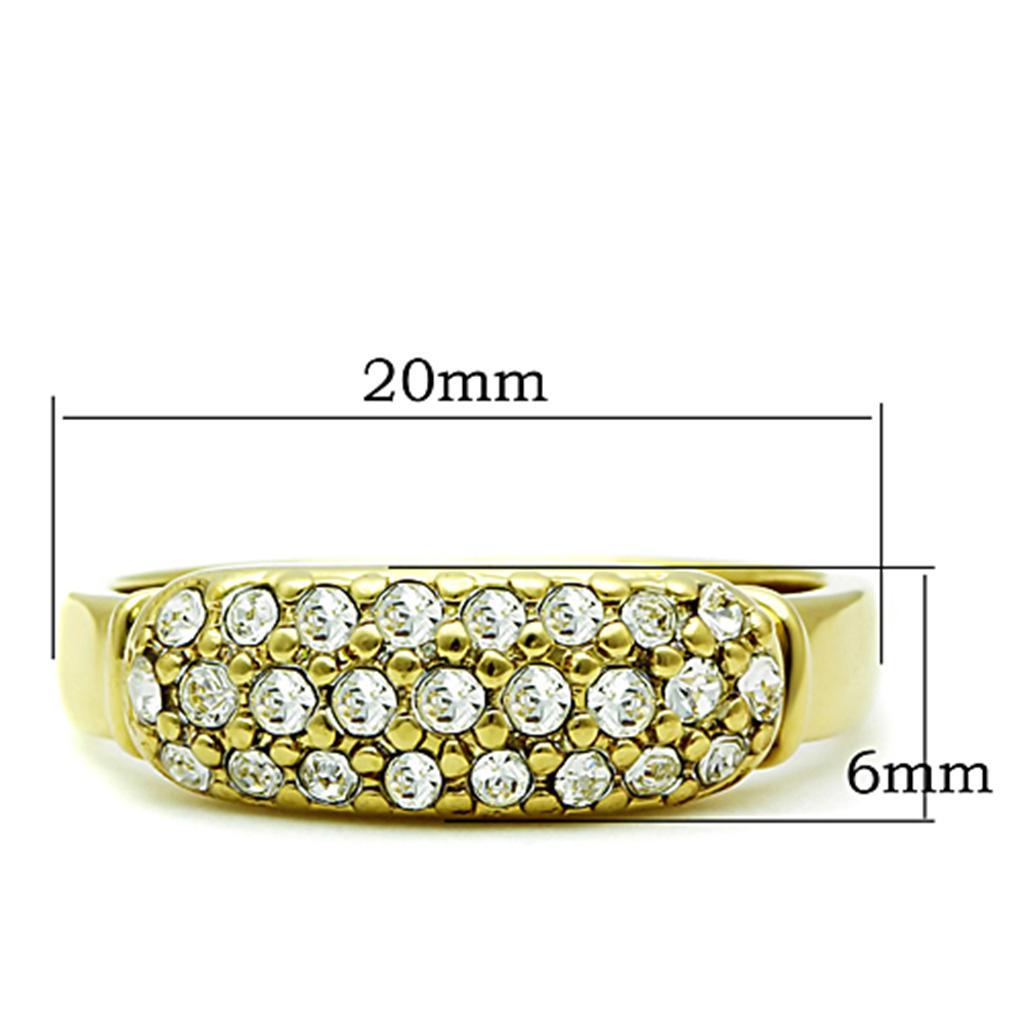 TK1389 - IP Gold(Ion Plating) Stainless Steel Ring with Top Grade Crystal  in Clear - Joyeria Lady