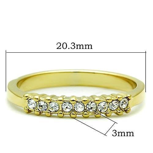 TK1390 - IP Gold(Ion Plating) Stainless Steel Ring with Top Grade Crystal  in Clear - Joyeria Lady