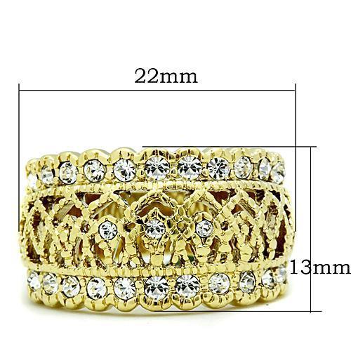TK1393 - IP Gold(Ion Plating) Stainless Steel Ring with Top Grade Crystal  in Clear - Joyeria Lady