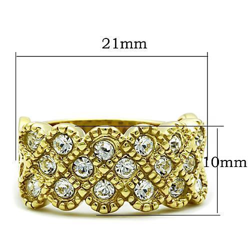 TK1394 - IP Gold(Ion Plating) Stainless Steel Ring with Top Grade Crystal  in Clear - Joyeria Lady
