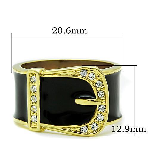 TK1396 - IP Gold(Ion Plating) Stainless Steel Ring with Top Grade Crystal  in Clear - Joyeria Lady