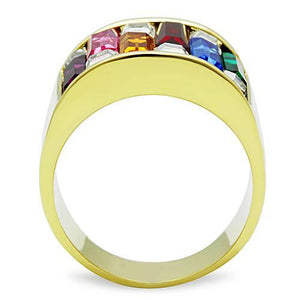 TK1397 - IP Gold(Ion Plating) Stainless Steel Ring with Top Grade Crystal  in Multi Color