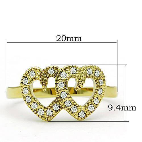 TK1398 - IP Gold(Ion Plating) Stainless Steel Ring with Top Grade Crystal  in Clear - Joyeria Lady