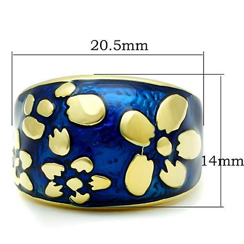 TK1399 - IP Gold(Ion Plating) Stainless Steel Ring with Epoxy  in Capri Blue - Joyeria Lady
