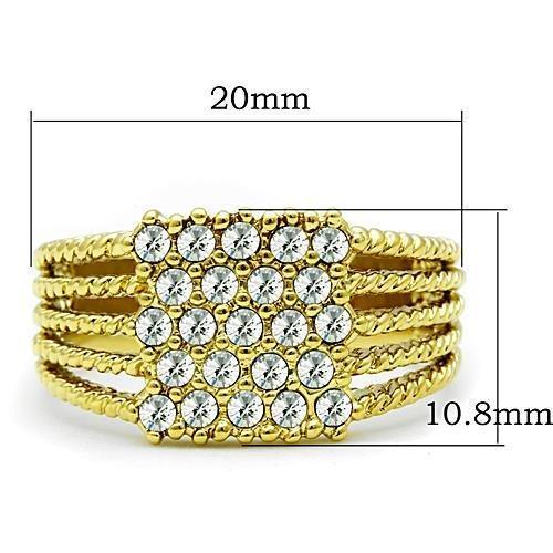 TK1400 - IP Gold(Ion Plating) Stainless Steel Ring with Top Grade Crystal  in Clear - Joyeria Lady
