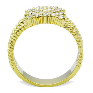 TK1400 - IP Gold(Ion Plating) Stainless Steel Ring with Top Grade Crystal  in Clear