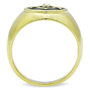 TK1403 IP Gold(Ion Plating) Stainless Steel Ring with Top Grade Crystal in Clear
