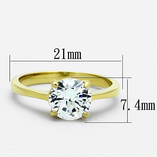 TK1405 - IP Gold(Ion Plating) Stainless Steel Ring with AAA Grade CZ  in Clear - Joyeria Lady