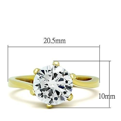 TK1406 - IP Gold(Ion Plating) Stainless Steel Ring with AAA Grade CZ  in Clear - Joyeria Lady