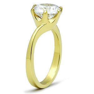 TK1406 - IP Gold(Ion Plating) Stainless Steel Ring with AAA Grade CZ  in Clear