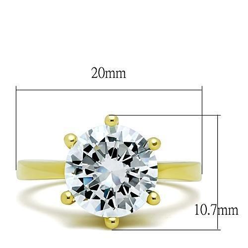 TK1407 - IP Gold(Ion Plating) Stainless Steel Ring with AAA Grade CZ  in Clear - Joyeria Lady