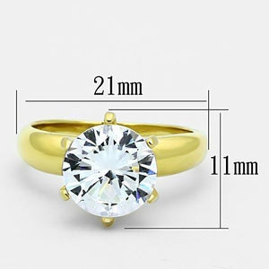 TK1408 - IP Gold(Ion Plating) Stainless Steel Ring with AAA Grade CZ  in Clear