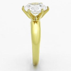 TK1408 - IP Gold(Ion Plating) Stainless Steel Ring with AAA Grade CZ  in Clear