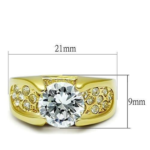 TK1411 - IP Gold(Ion Plating) Stainless Steel Ring with AAA Grade CZ  in Clear - Joyeria Lady