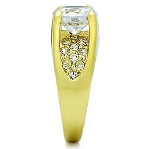 TK1411 - IP Gold(Ion Plating) Stainless Steel Ring with AAA Grade CZ  in Clear