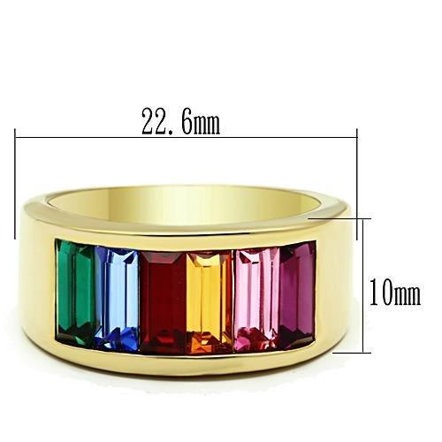 TK1415 - IP Gold(Ion Plating) Stainless Steel Ring with Top Grade Crystal  in Multi Color - Joyeria Lady