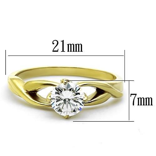 TK1416 - IP Gold(Ion Plating) Stainless Steel Ring with AAA Grade CZ  in Clear - Joyeria Lady