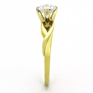 TK1416 - IP Gold(Ion Plating) Stainless Steel Ring with AAA Grade CZ  in Clear