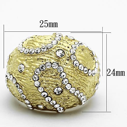 TK1419 - IP Gold(Ion Plating) Stainless Steel Ring with Top Grade Crystal  in Clear - Joyeria Lady