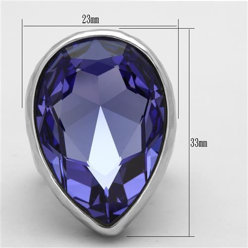TK1426 - High polished (no plating) Stainless Steel Ring with Top Grade Crystal  in Tanzanite - Joyeria Lady
