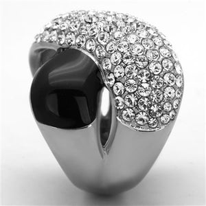 TK1427 - High polished (no plating) Stainless Steel Ring with Top Grade Crystal  in Clear