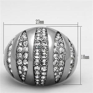 TK1430 - High polished (no plating) Stainless Steel Ring with Top Grade Crystal  in Clear