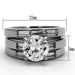 TK1436 - High polished (no plating) Stainless Steel Ring with AAA Grade CZ  in Clear
