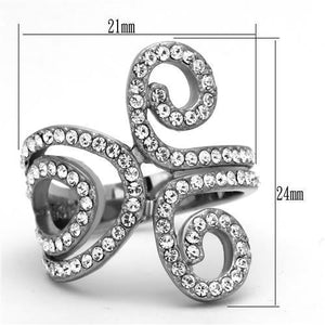 TK1437 - High polished (no plating) Stainless Steel Ring with Top Grade Crystal  in Clear