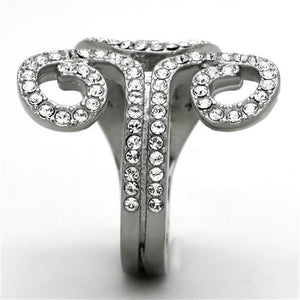 TK1437 - High polished (no plating) Stainless Steel Ring with Top Grade Crystal  in Clear