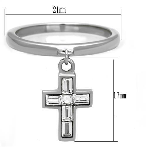 TK1438 - High polished (no plating) Stainless Steel Ring with AAA Grade CZ  in Clear - Joyeria Lady